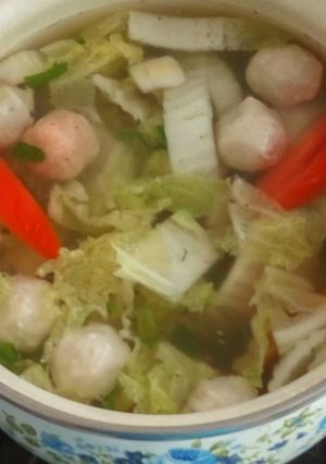 Foto resep Sup Bakso Sawi putih