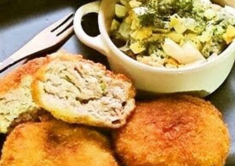 Minced Pork Cutlets with Ham and Cabbage