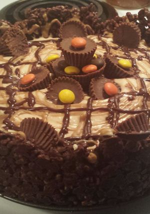 A picture of Frozen Peanut Butter Reeses Cheesecake.