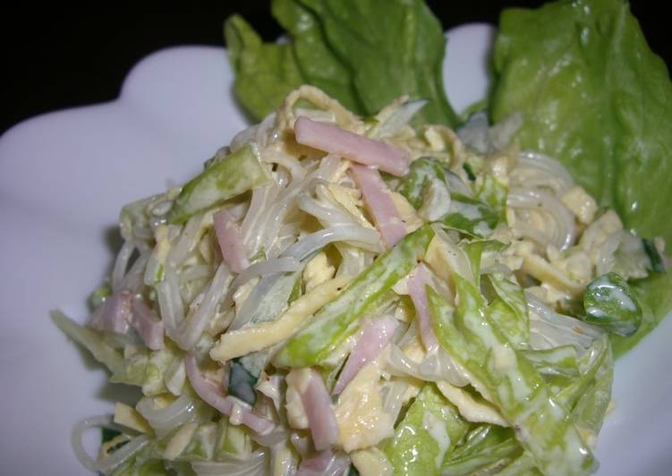 cellophane noodles and lettuce salad with mayonnaise recipe main photo