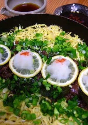 A picture of Kawara Soba - Roof Tile Noodles - My Perfect Recipe!.