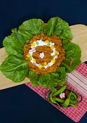 عکسی از دستور خوراک گوشت چرخکرده و سبزیجات
