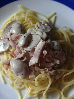 A picture of Cream, Ham, and Mushroom Sauce.