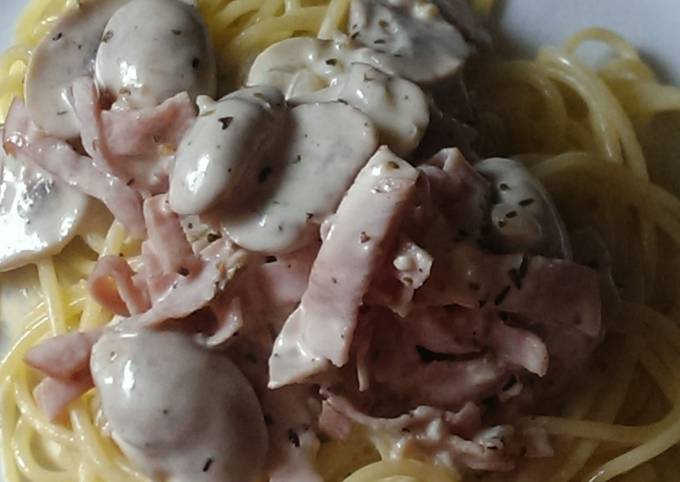 Cream Ham And Mushroom Sauce Recipe By Lovedogsnfood Cookpad