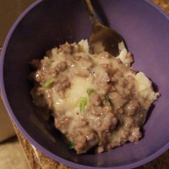 A picture of Hamburger Gravy & Mashed Potatoes.