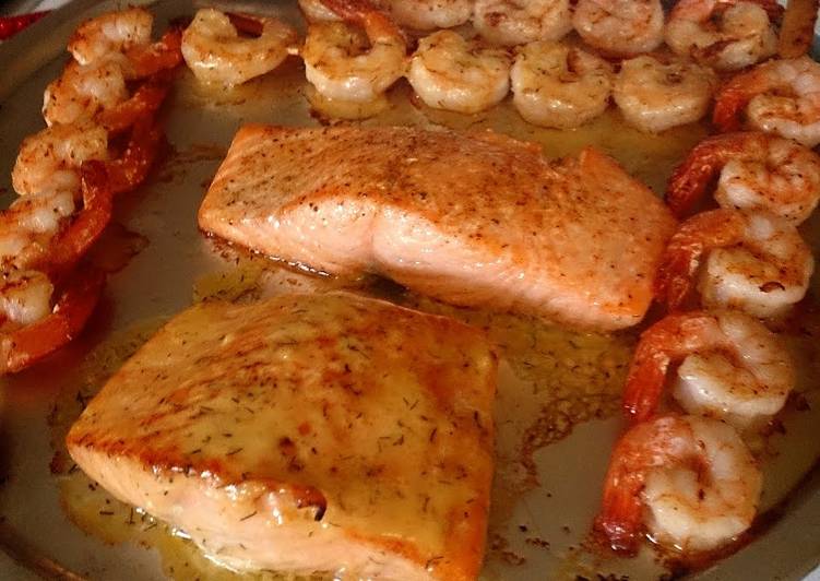 Recipe of Quick Salmon with Shrimp skewers