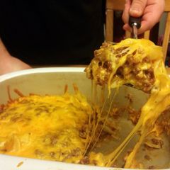 A picture of beefy cheese casserole.