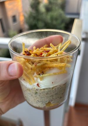 Una foto de Pintxo huevo trufado