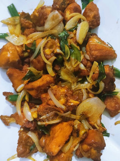 A picture of Chicken 65 - the best combo with daal chawal.
