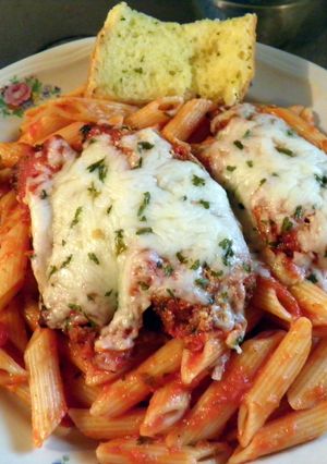 A picture of E -Z Chicken Parm and Penne.