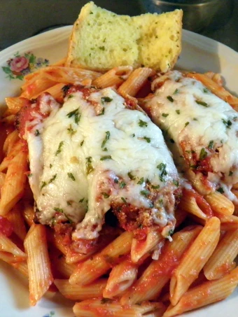 Recipe E -Z  Chicken Parm  and Penne the Awesome  Perfect