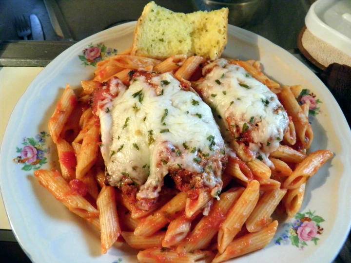 Recipe E -Z  Chicken Parm  and Penne the Awesome  Perfect