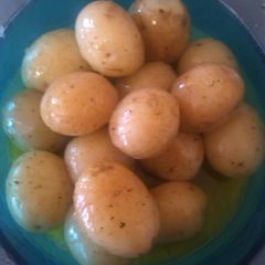 A picture of Heidi's buttery mint potatoes.