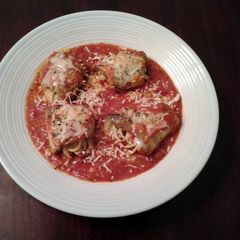A picture of Eggplant Rolls Stuffed with Spaghetti.
