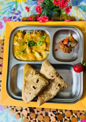 A picture of Kaju Butter masala with potato,side dish for chapati.