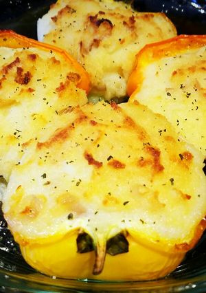 A picture of Gluten Free & Vegan Mashed Potato Stuffed Bell Peppers.