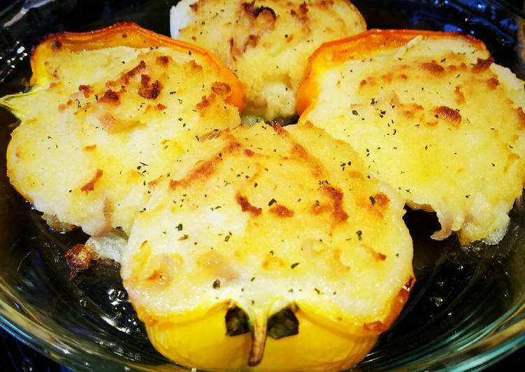 Gluten Free & Vegan Mashed Potato Stuffed Bell Peppers