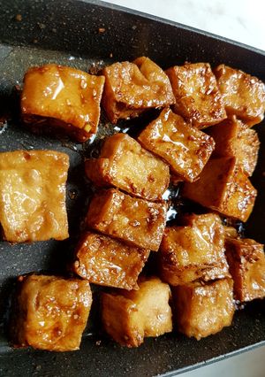 Hình của món Tàu hũ sốc nước tương.