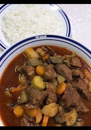 صورة لوصفة يخنة الخضار باللحمه