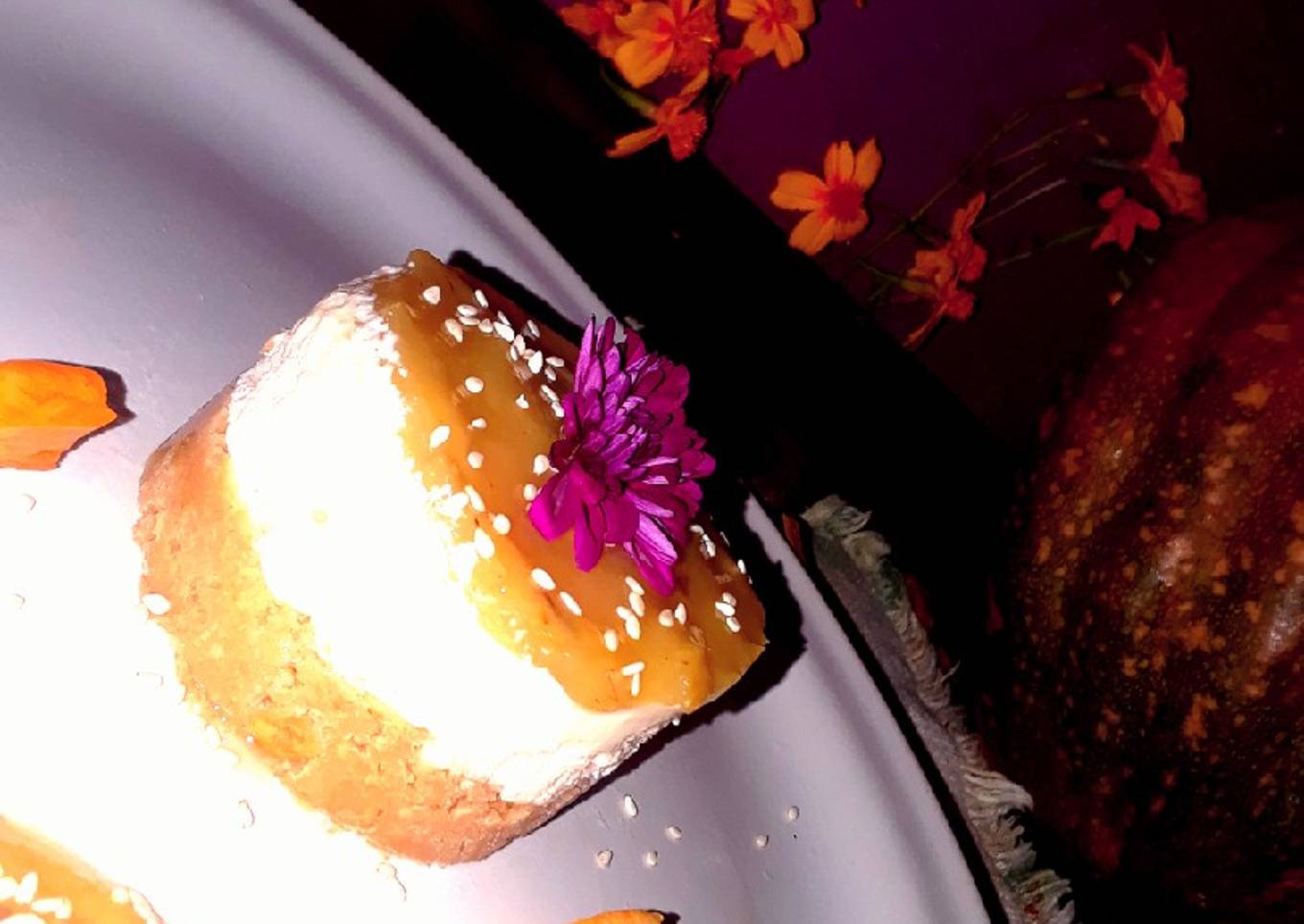 Mousse de calabaza con coulis de manzana