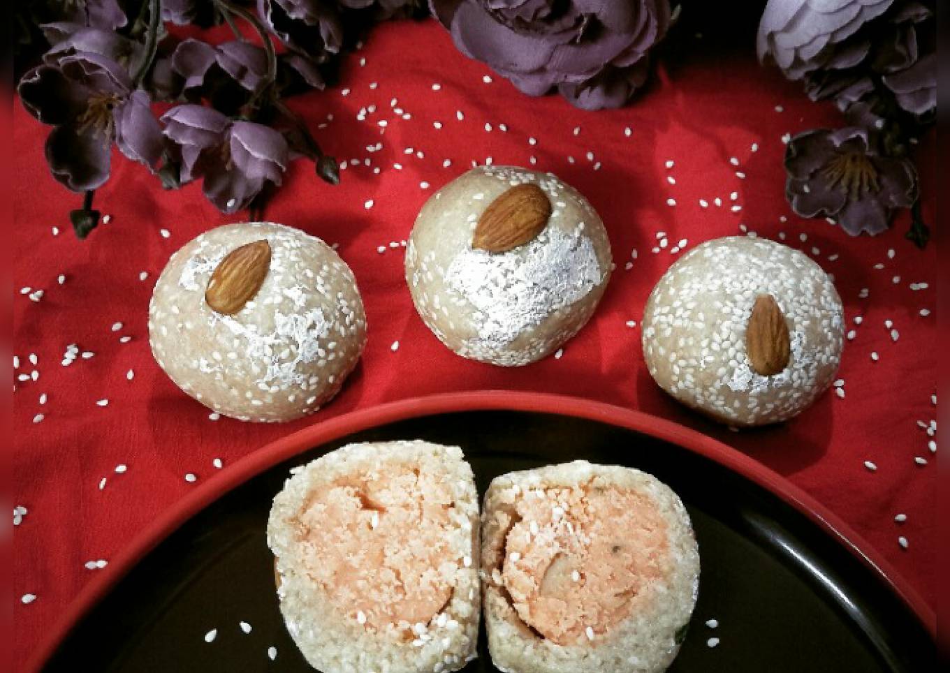 Mawa Stuffed sesame laddu