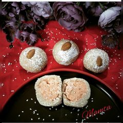 A picture of Mawa Stuffed sesame laddu.