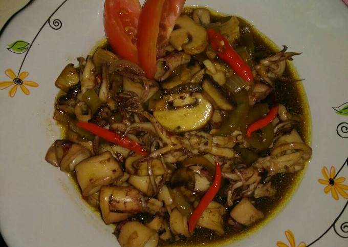 Resep Cumi goreng mentega jamur yang Lezat