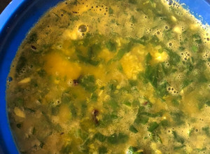 A picture of Palak and moong dal shorba.