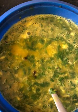 A picture of Palak and moong dal shorba.