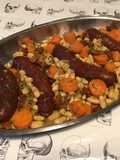 Saucisses de morteau aux haricots blancs,carottes et tomates séchées