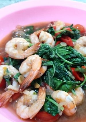 Foto resep Tumis bayam udang