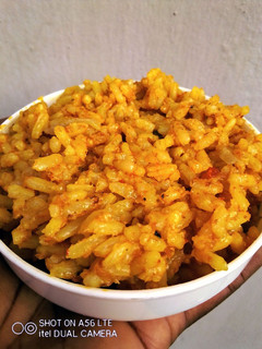 A picture of Beetcarrot paste Jollof Rice.
