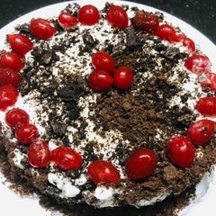 A picture of Eggless Black Forest cake.