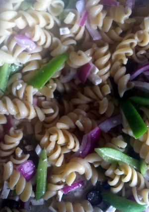 A picture of Greek Pasta Salad.