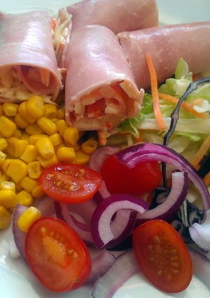 A picture of Vickys Homemade Coleslaw / Ham Roll-Ups, GF DF EF SF NF.