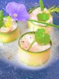 Makis aux crevettes bouquet ,vinaigrette au lait d'amandes