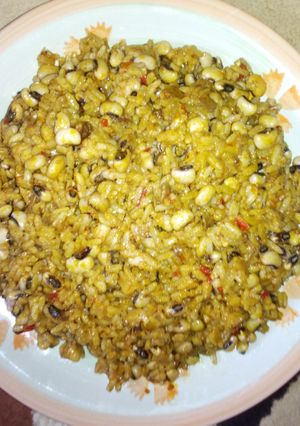A picture of RICE & BEANS WITH DADDAWA(Locust Beans).