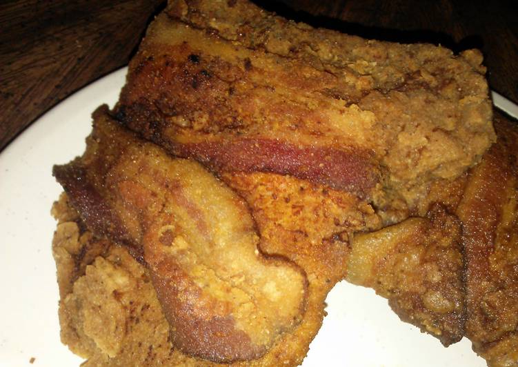 Recipe: Tasty Extra Crispy Bacon Wrapped Porkchops