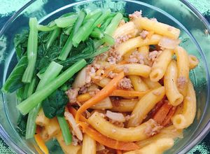 Hình của món Nui xào thịt bằm.