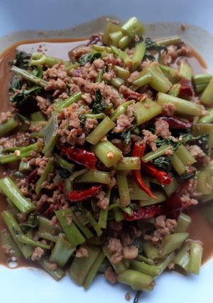 รูปของ ผักบุ้งหมูสับผัดกะปิ