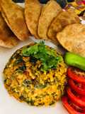 Green grams splits and spinach subji