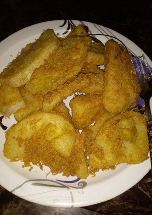 A picture of Fried yam and egg.