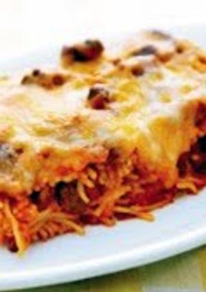 A picture of Baked Four-cheese Spagettii.