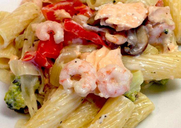 Simple Way to Make Any-night-of-the-week Salmon and Shrimp Pasta