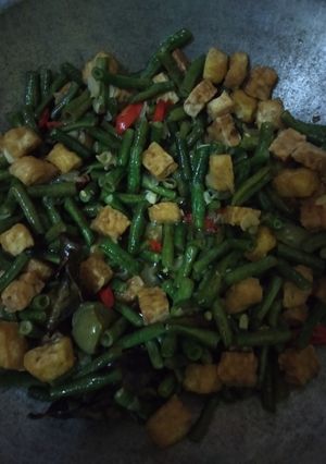 Foto resep Oseng kacang panjang tahu tempe