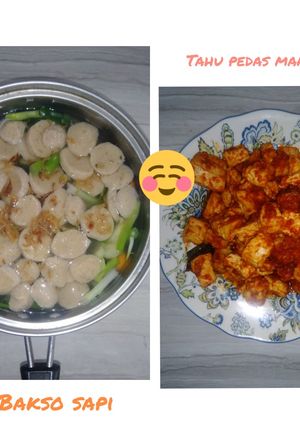 Foto resep Tahu bumbu pedas manis & Sayur SOP bakso