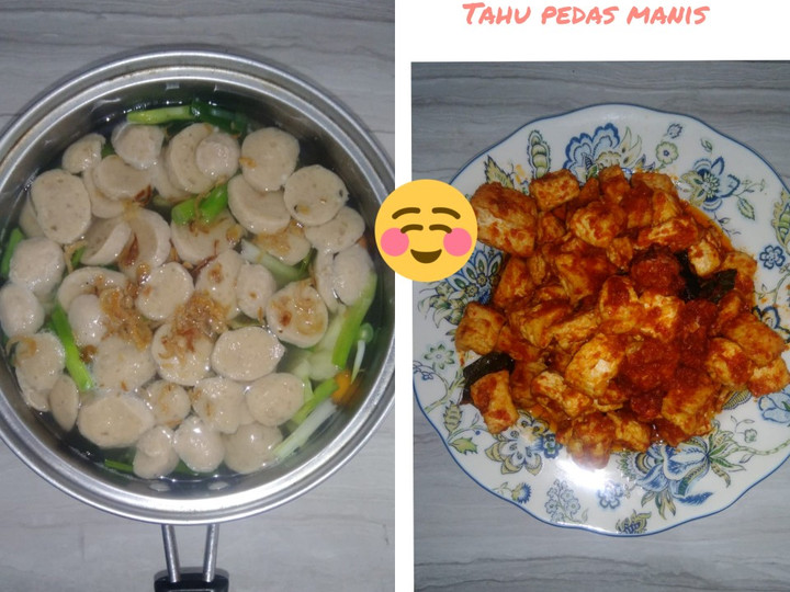 Langkah Mudah untuk Menyiapkan Tahu bumbu pedas manis &amp;amp; Sayur SOP bakso yang Bisa Manjain Lidah