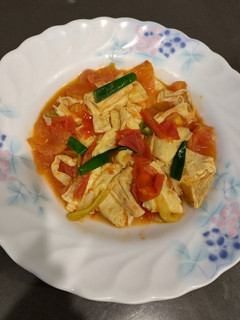 番茄豆皮(方便素)(快速料理)(簡單料理) 的食譜成品照片