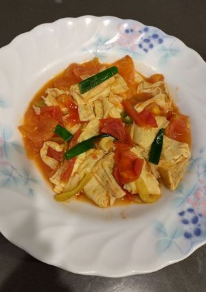 番茄豆皮（方便素）（快速料理）（簡單料理） 的食譜成品照片