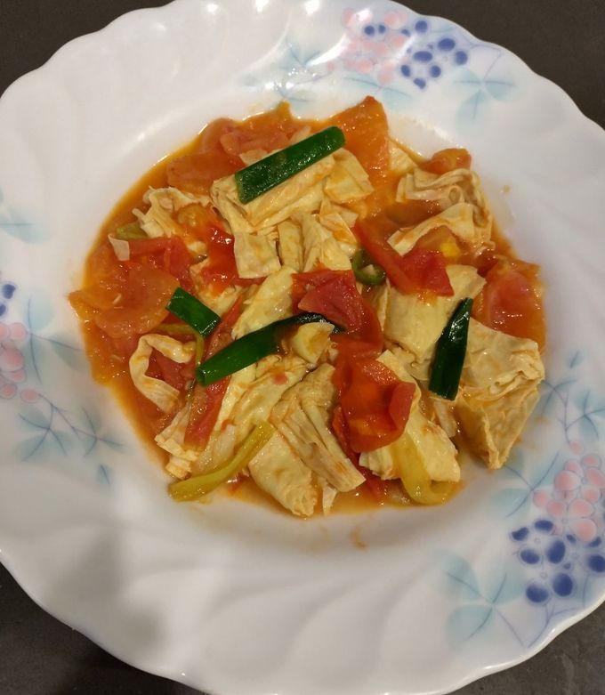 番茄豆皮（方便素）（快速料理）（簡單料理） 的食譜成品照片